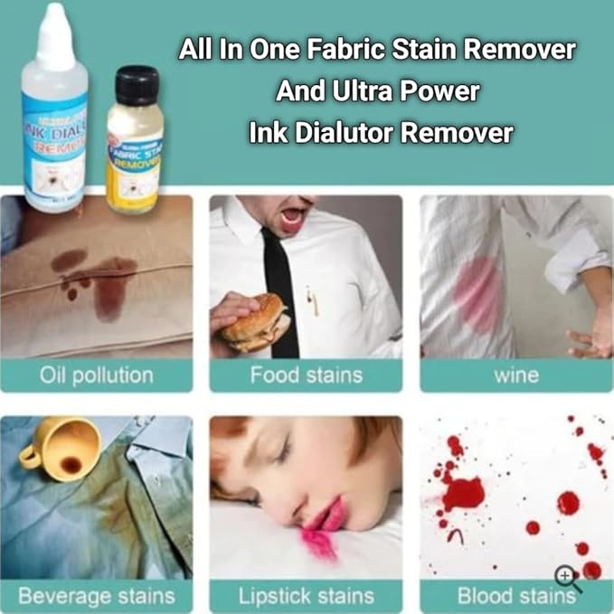 All In One Fabric Stain Remover And Ultra Power Ink Diluter Remover (Pack of 2 Bottle 50ml Each)