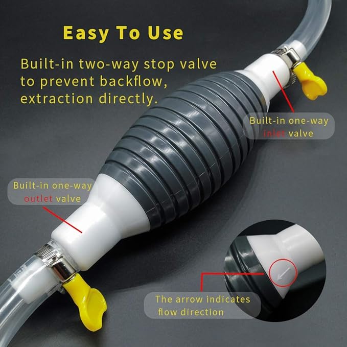 Oil Transfer Pump, Fuel Transfer Pump Kit, High Flow Siphon Hand Oil Pump, Portable Manual Car Fuel Pump for Petrol Diesel Oil Liquid Water Fish Tank with 2M Siphon Hose